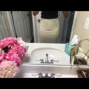 Cream Maxi Pencil Skirt